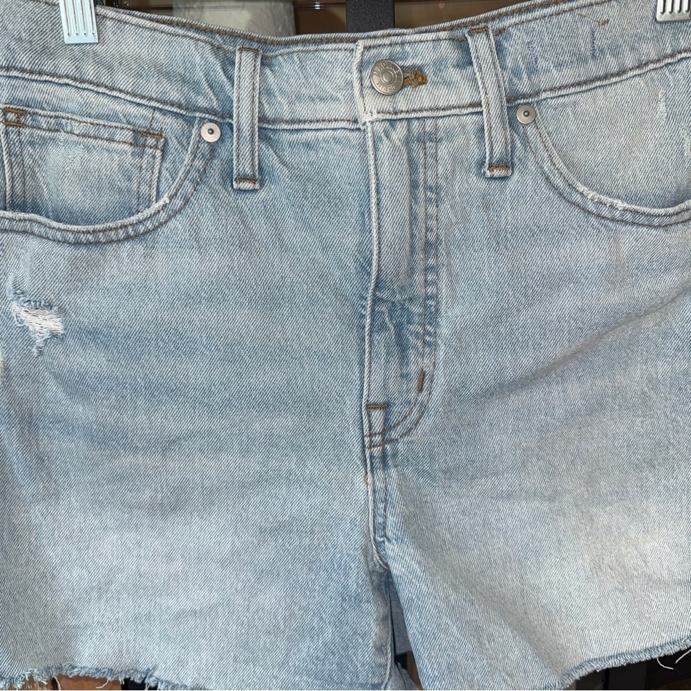 Madewell High Rise denim shorts cutoff byers wash momjean frayed hem light - Picture 6 of 6